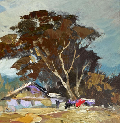 Textured oil painting of autumn forest house by Yuriy Suprunchuk
