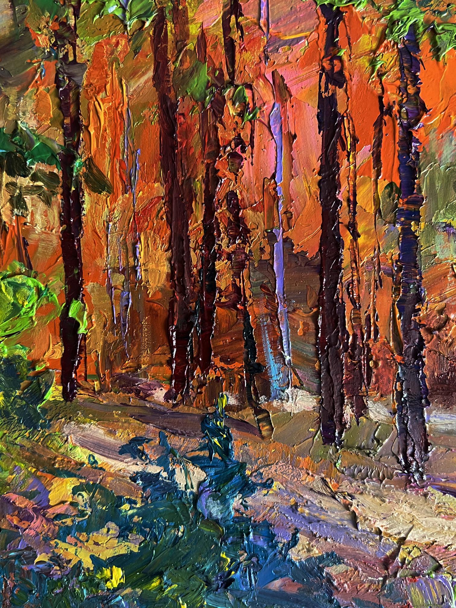 Oil painting Autumn in the forest by Boris Serdyuk impressionist scene