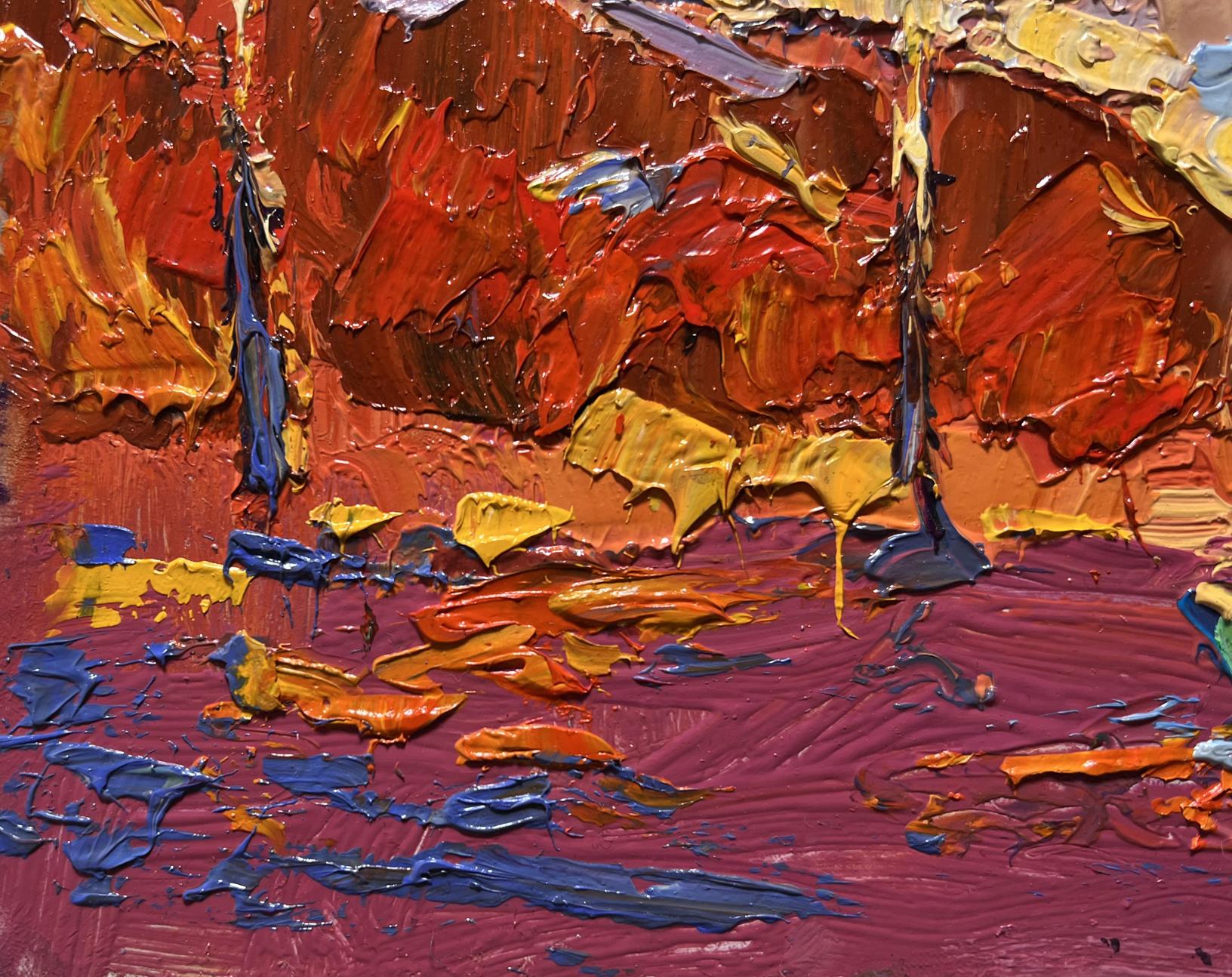 Oil painting of sailing into sunset by Oksana Ivanyuk