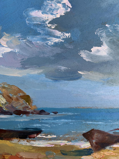 Oil painting Island in the Sea by Yuriy Suprunchuk coastal scene