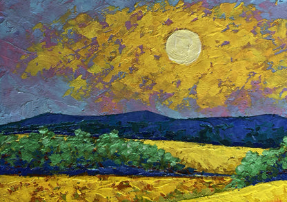 Oil painting Evening sun over the fields by V. Zadorozhnya