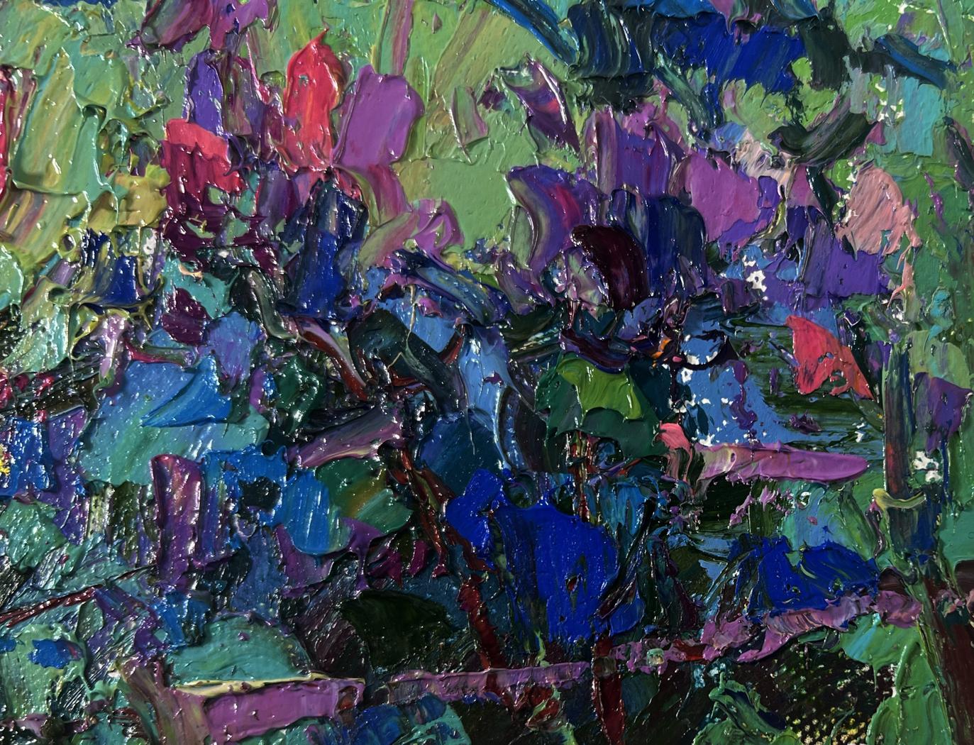 Vibrant impressionist oil painting The first lilac over the field by Oksana Ivanyuk