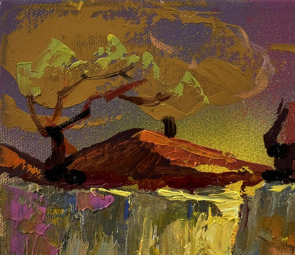 Oil painting Village evening in reflection by Oleksiy Ivanyuk abstract expressionist style