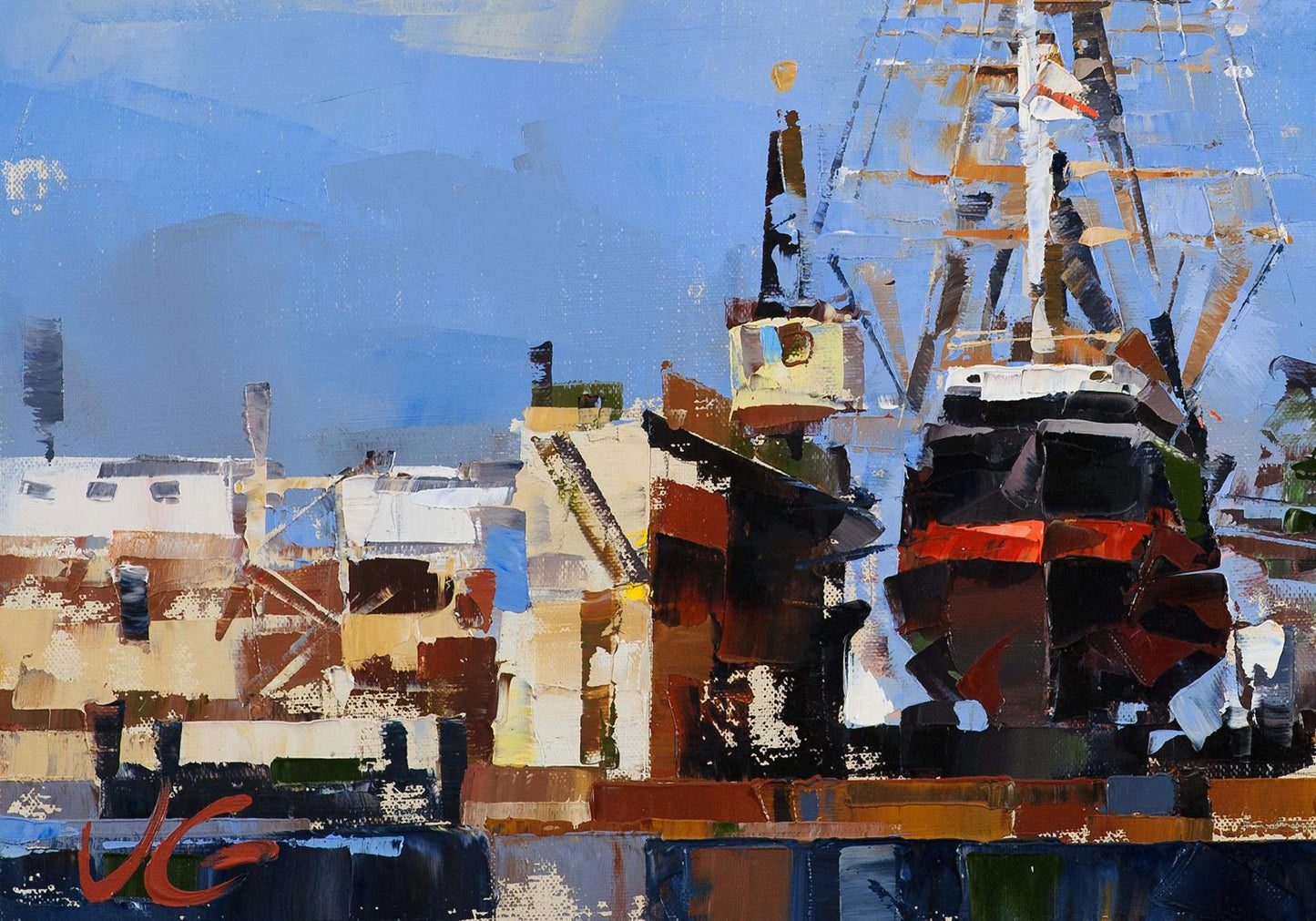 Abstract Sailboat Star of India oil painting by Volodymyr Gluhomanyuk