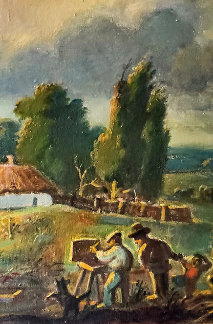Oil painting Before the Storm by Daniil Litvinov rustic countryside scene