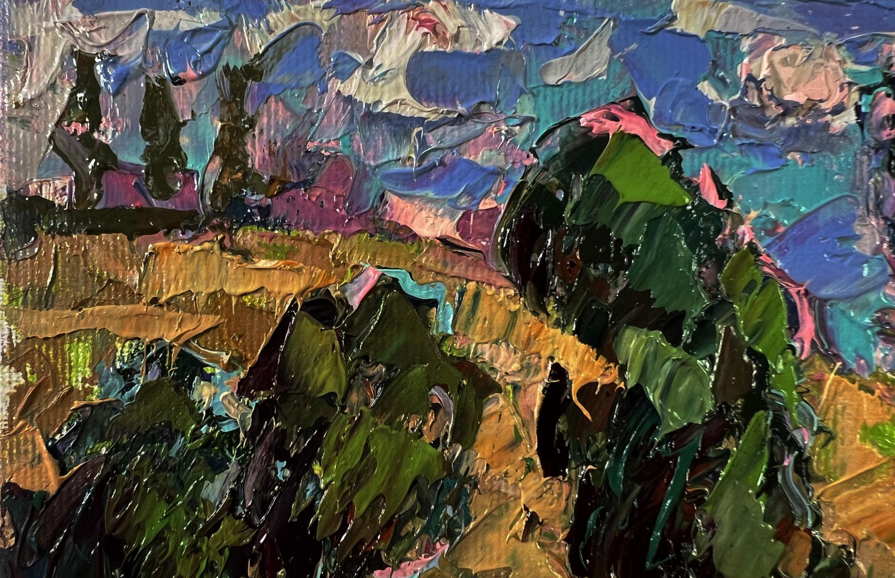 Vibrant impressionist oil painting Over the River by Oksana Ivanyuk