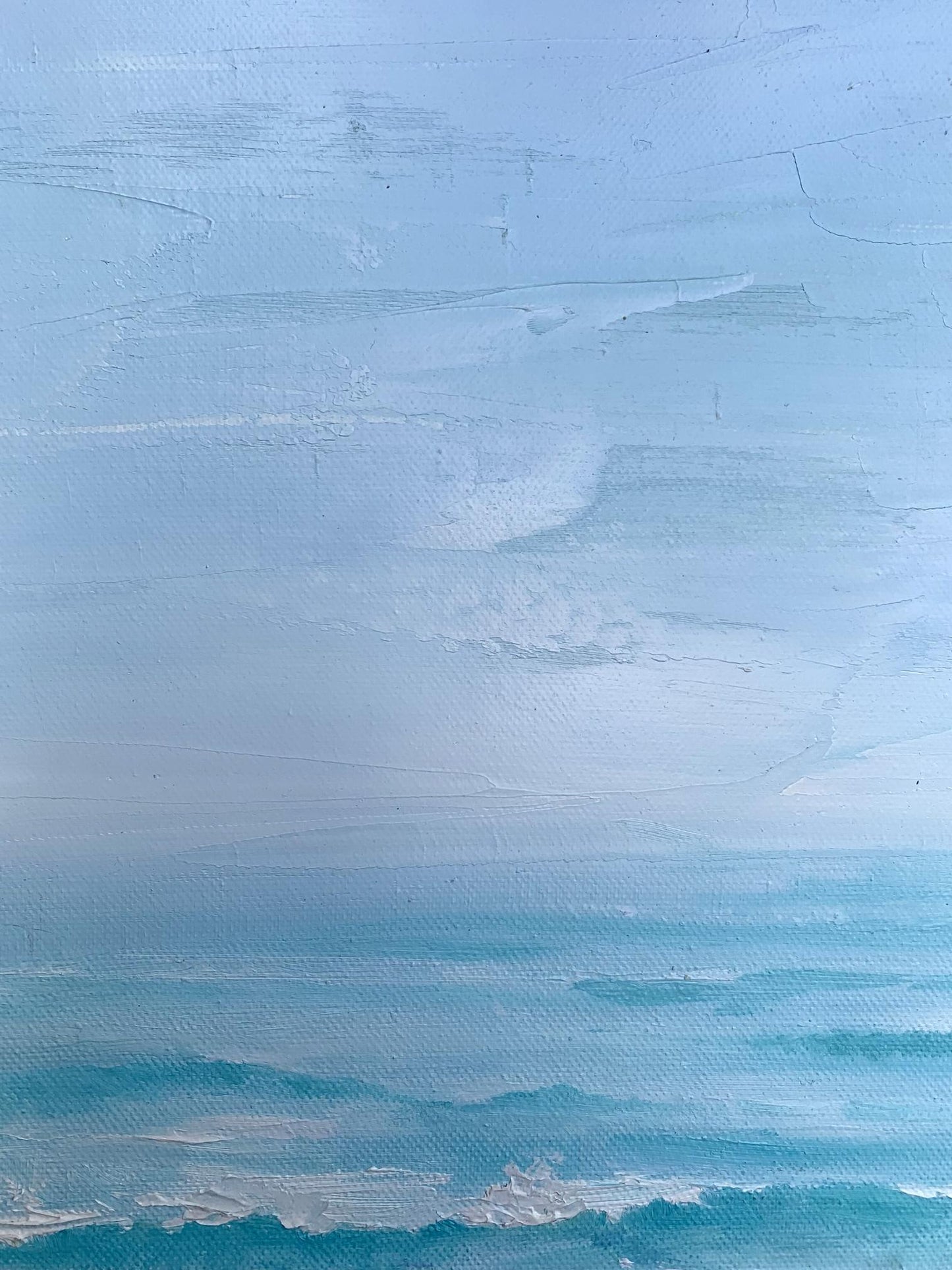 Oil painting Warm sea by Tatyana Derdey, serene turquoise ocean canvas