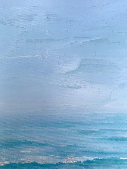 Oil painting Warm sea by Tatyana Derdey, serene turquoise ocean canvas