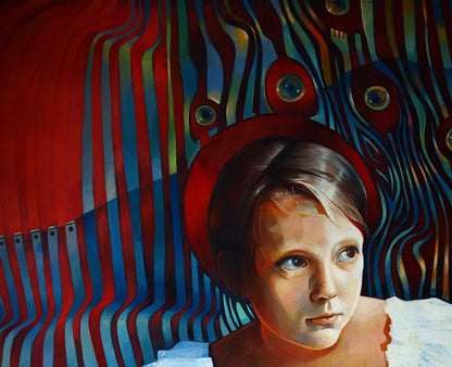 Surreal oil painting Paramatma Konsta G. Amelinn of child with blue eyes