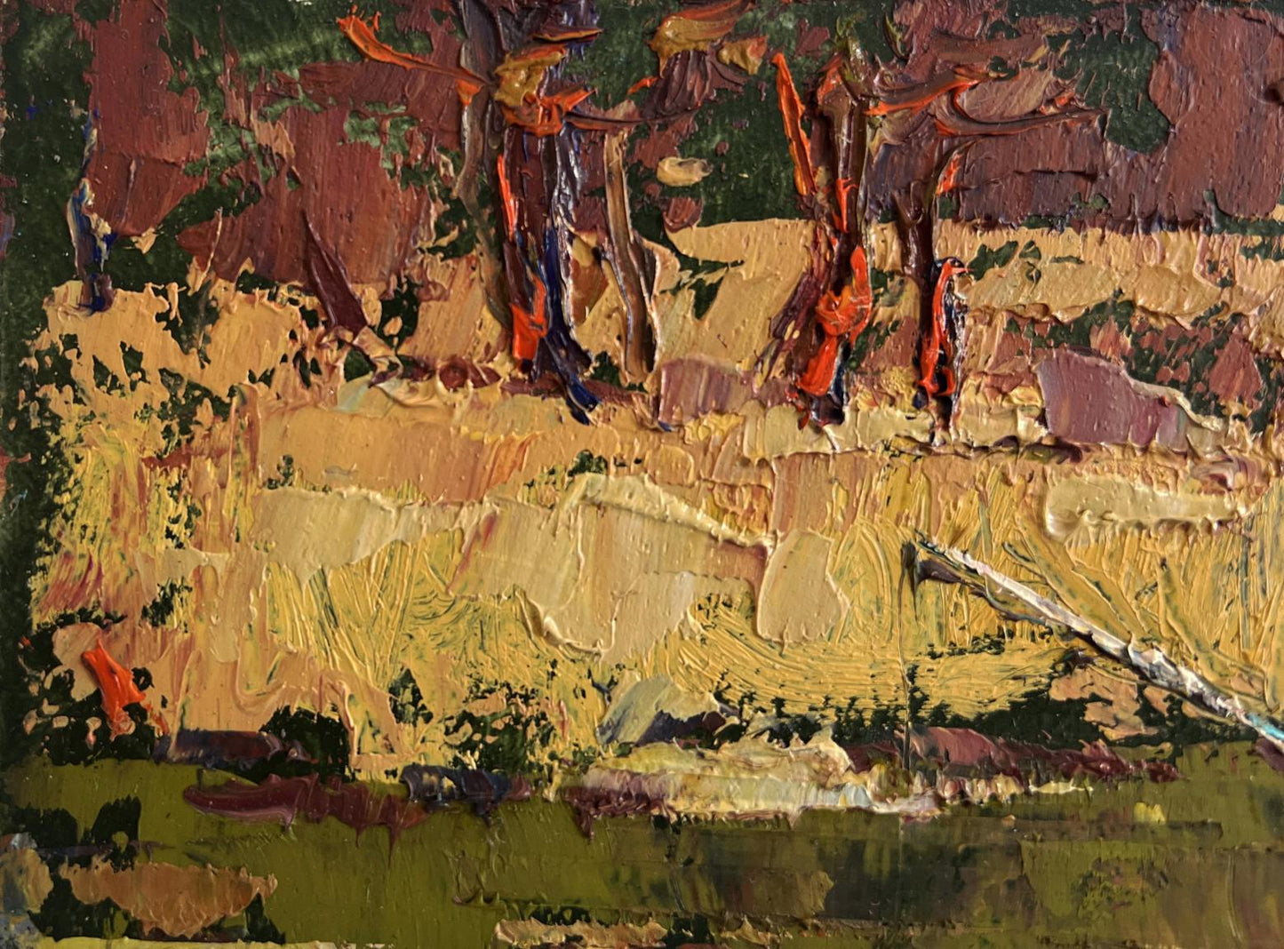 Impasto textured Oil painting The Lonely Fisherman by Oksana Ivanyuk