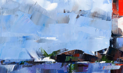 Oil painting Lighthouse Pierres Noires by Volodymyr Gluhomanyuk, bold blue strokes