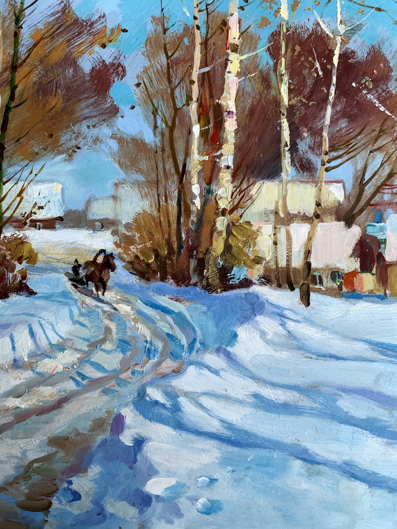 Vibrant impressionistic oil painting Sunny winter day by Yuriy Suprunchuk