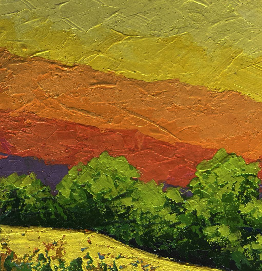 Vibrant textured oil painting of sunset shades by V. Zadorozhnya