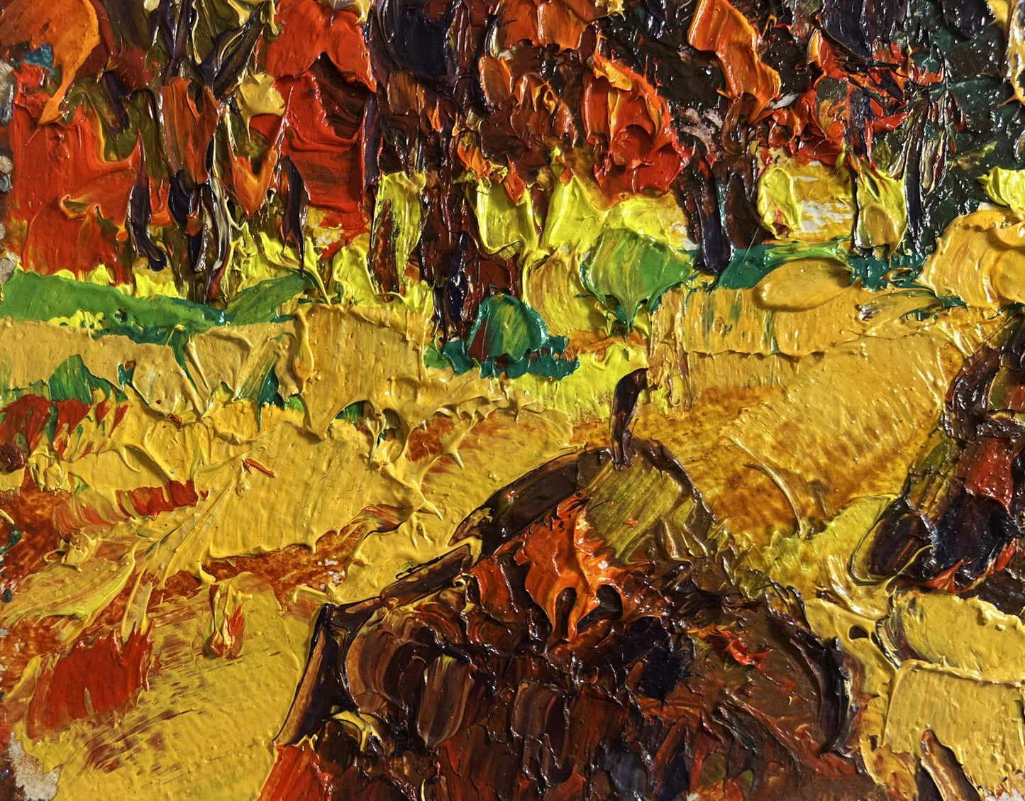 Vibrant impressionist oil painting The sun sets in the field by Oleksiy Ivanyuk