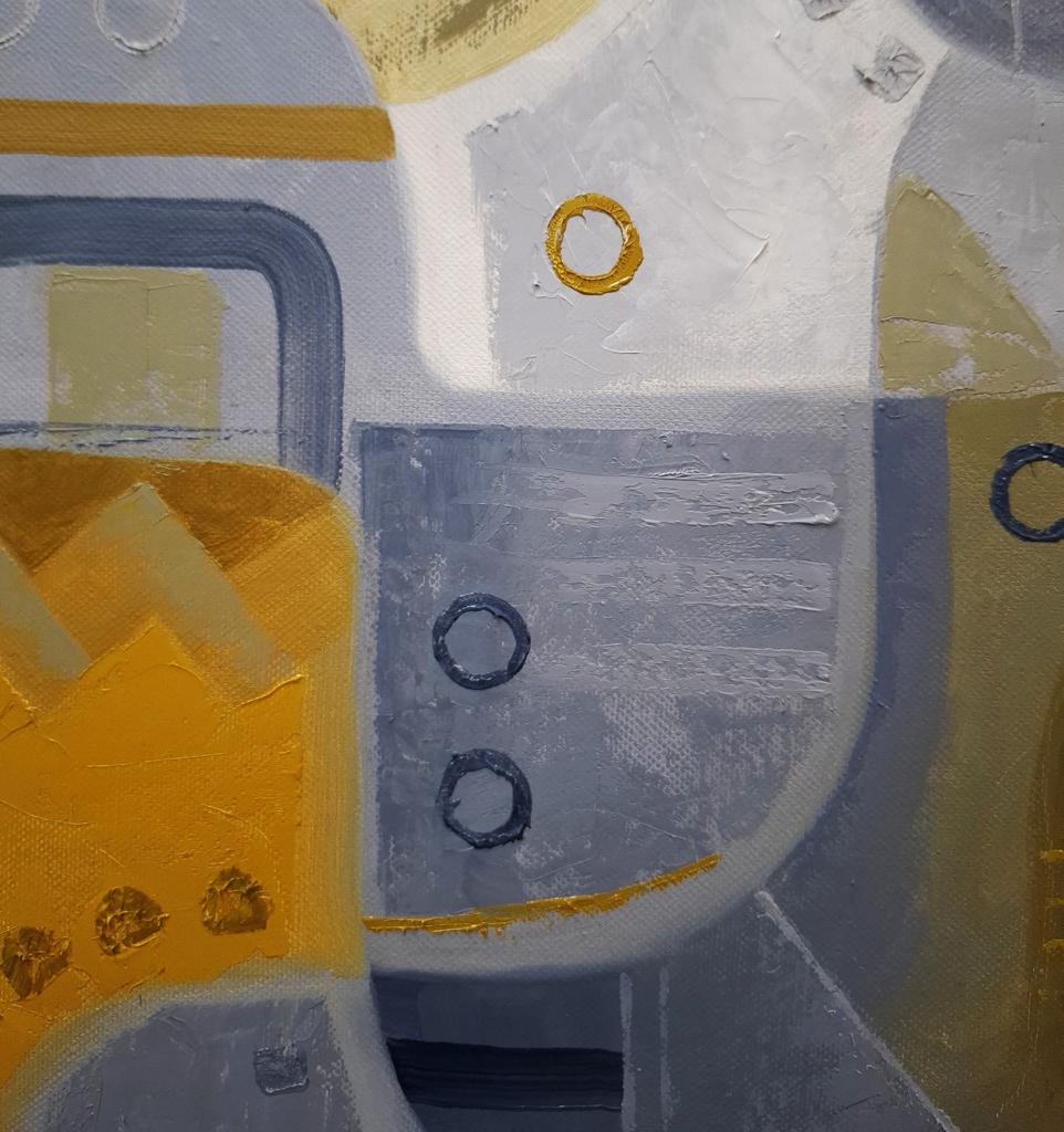 Oil painting End of November by Sergiy Voichenko, bold geometric shapes