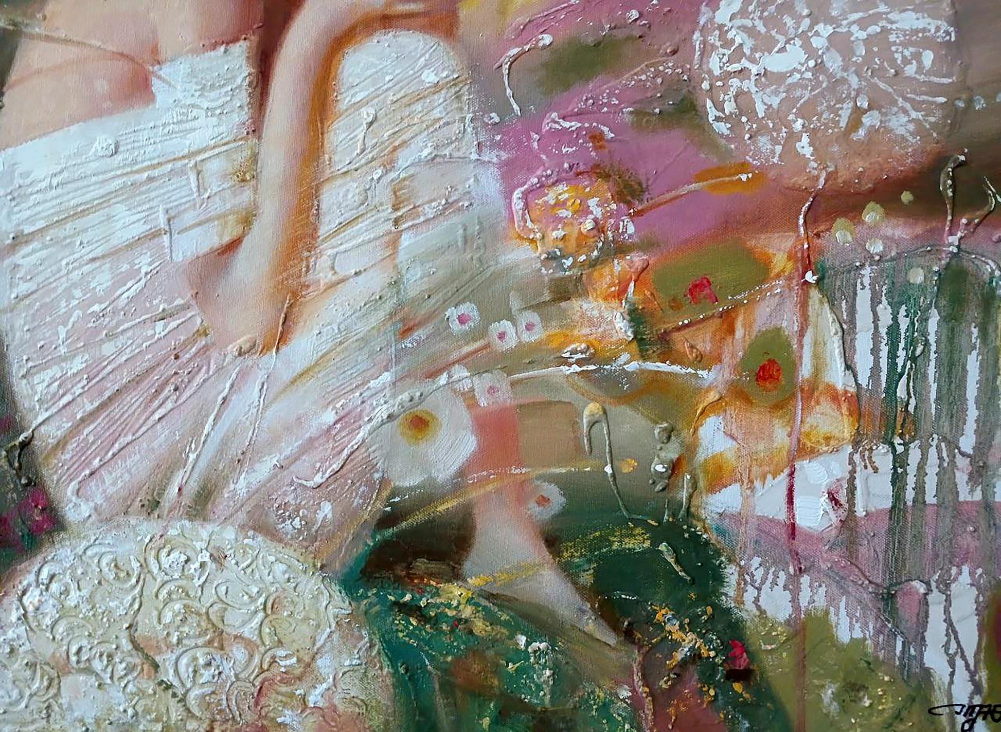 Abstract oil painting White dream by Anatoly Tarabanov impasto textures