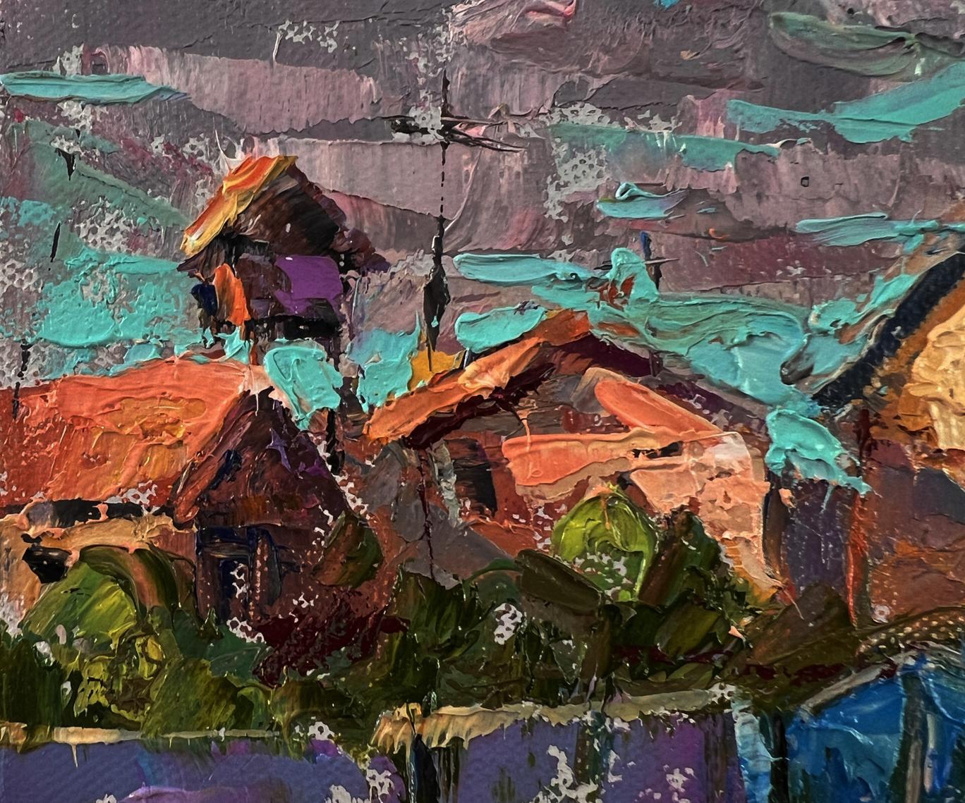 Vibrant impressionist oil painting of village street by Oleksiy Ivanyuk