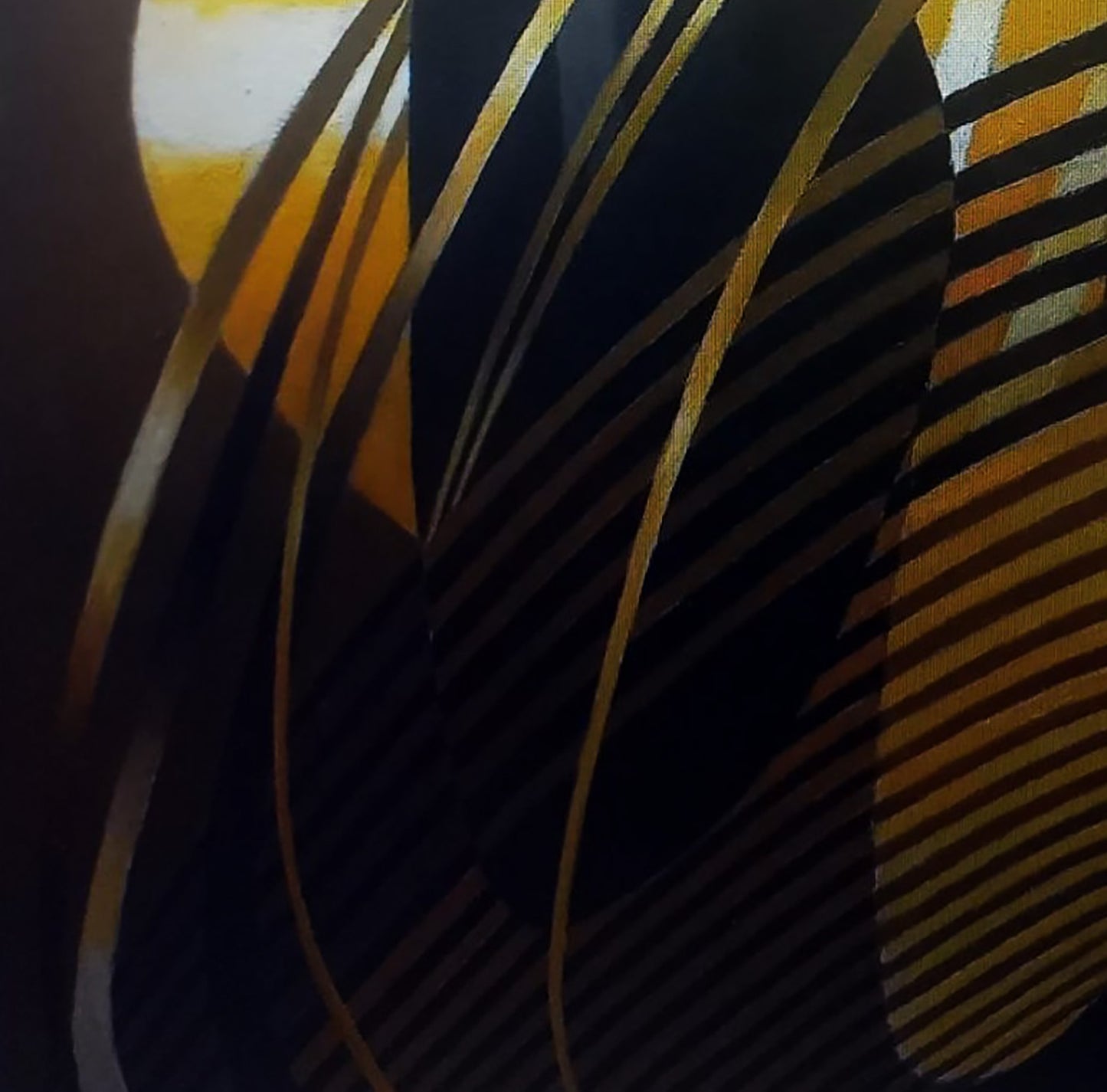 Oil painting String theory by Alexander Strashevich: black gold diagonal stripes