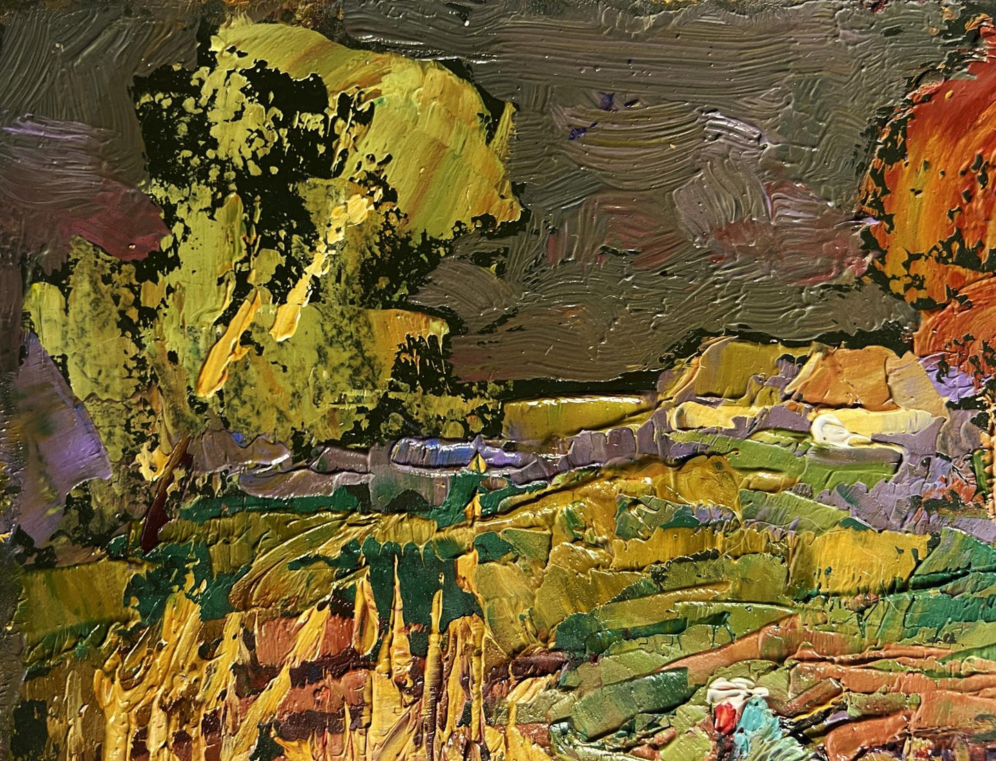 Oil painting In the autumn gardens by Oleksiy Ivanyuk landscape with tree