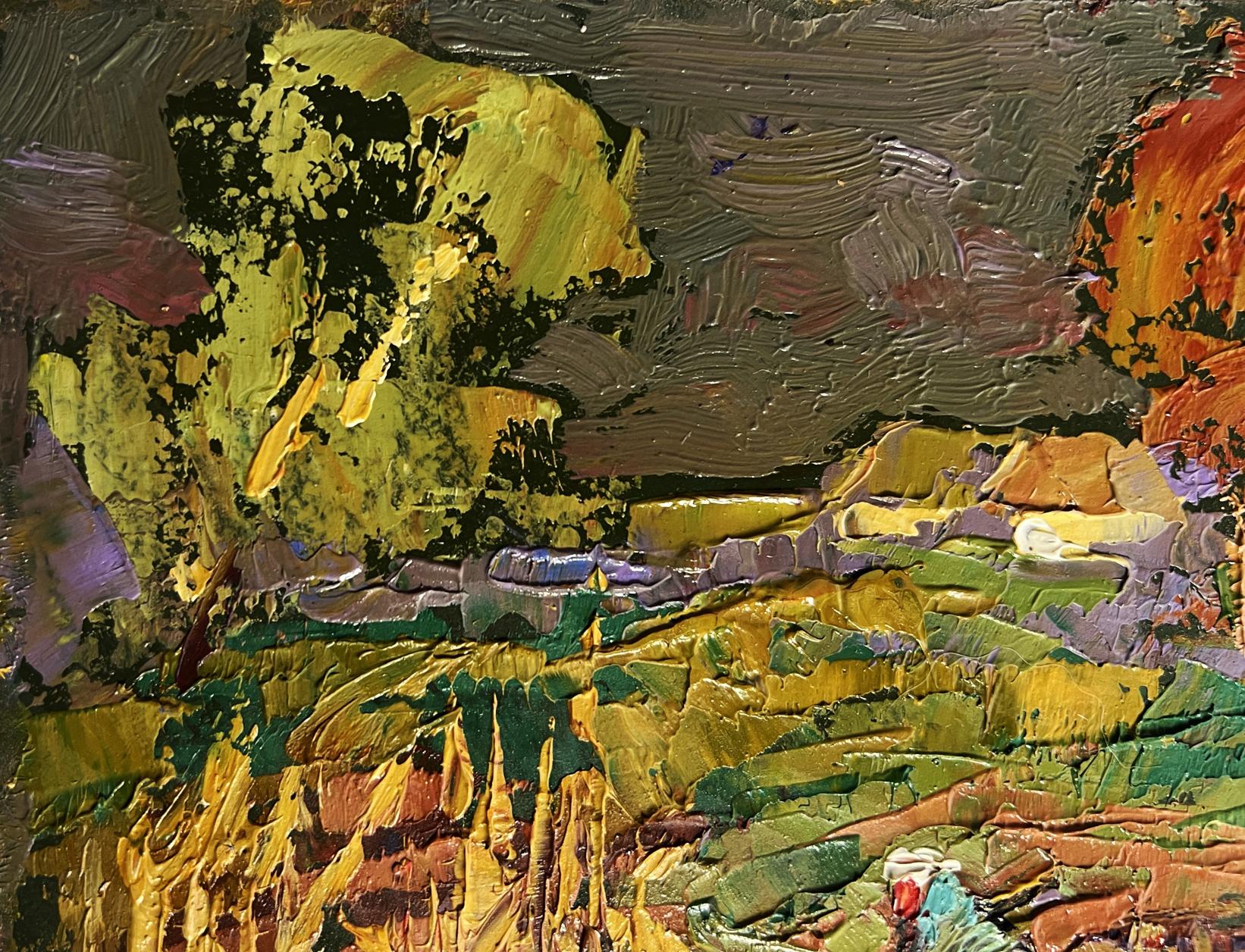 Oil painting In the autumn gardens by Oleksiy Ivanyuk landscape with tree