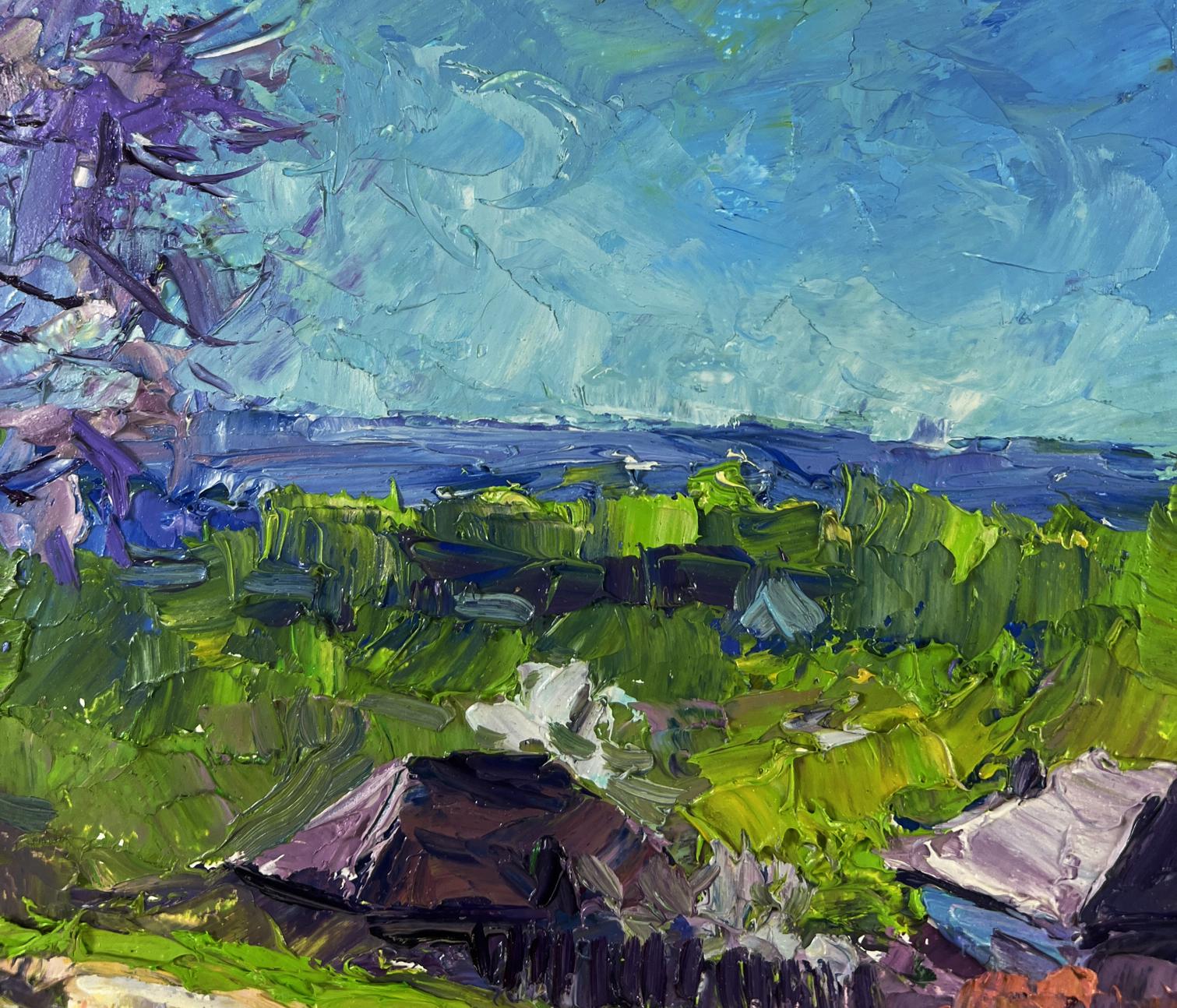 Vibrant impressionist oil painting Village in the spring silence by Boris Serdyuk
