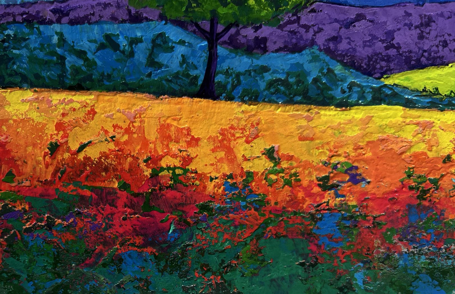 Vibrant impressionist oil painting Romantic flaming evening by V. Zadorozhnya