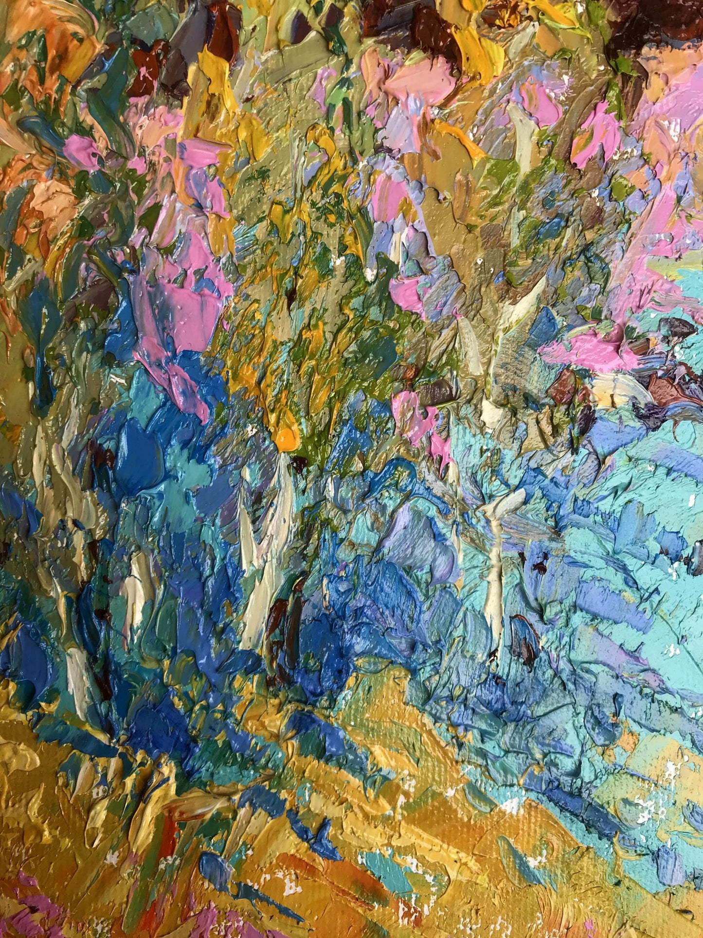 Vibrant impressionist oil painting Near young poplars by Oleksiy Ivanyuk