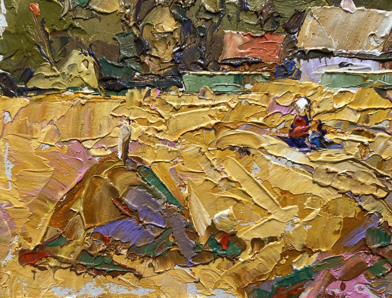 Oil painting The path leading home by Oksana Ivanyuk in gold ochre tones
