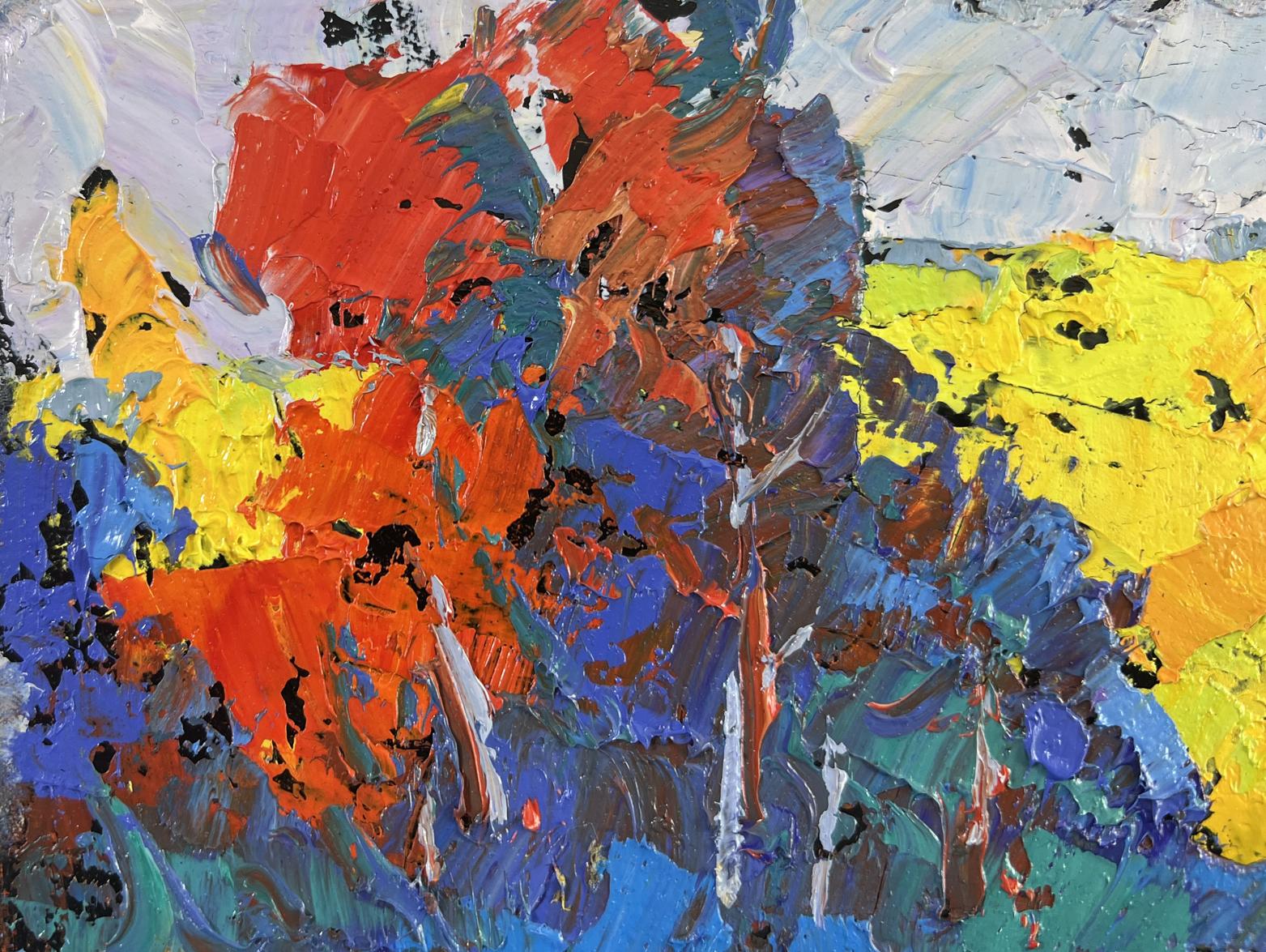 Vibrant Oleksiy Ivanyuk oil painting of trees shade with bold textured strokes