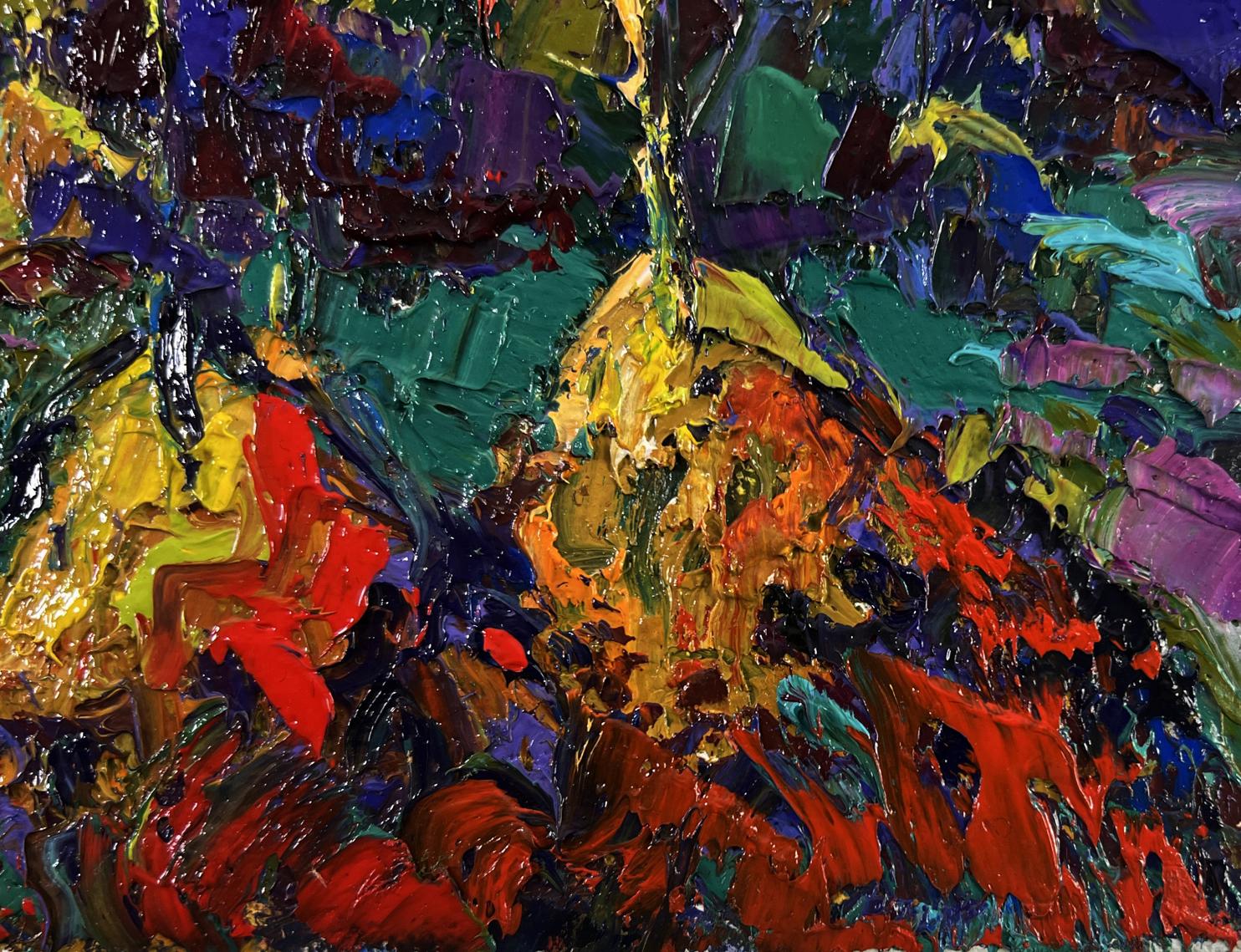 Vibrant oil painting Silence shining with silver sky by Oksana Ivanyuk