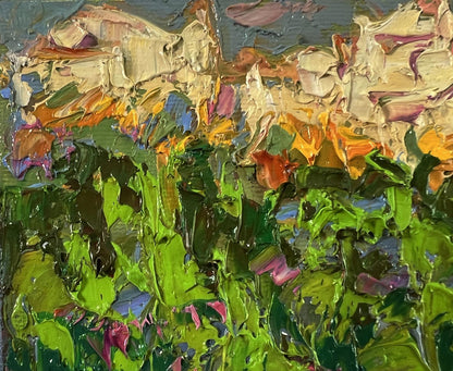 Vibrant impressionist oil painting by Oleksiy Ivanyuk of sunlit field