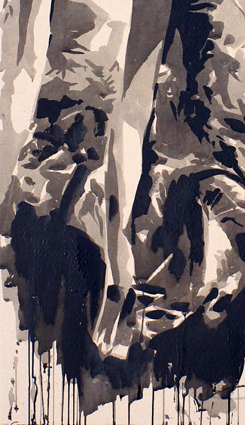 Abstract Ink painting Fairy Tales by Dima Filatov with bold black gray drips