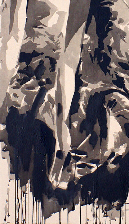 Abstract Ink painting Fairy Tales by Dima Filatov with bold black gray drips