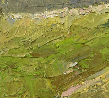 Oil painting In the sunlight by Boris Serdyuk with vibrant green impasto