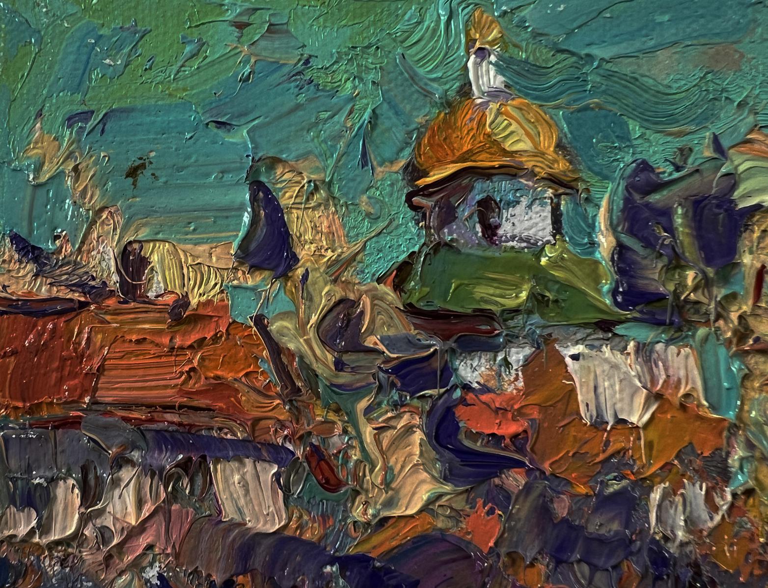 Oil painting Morning sound of bells by Oksana Ivanyuk with golden dome