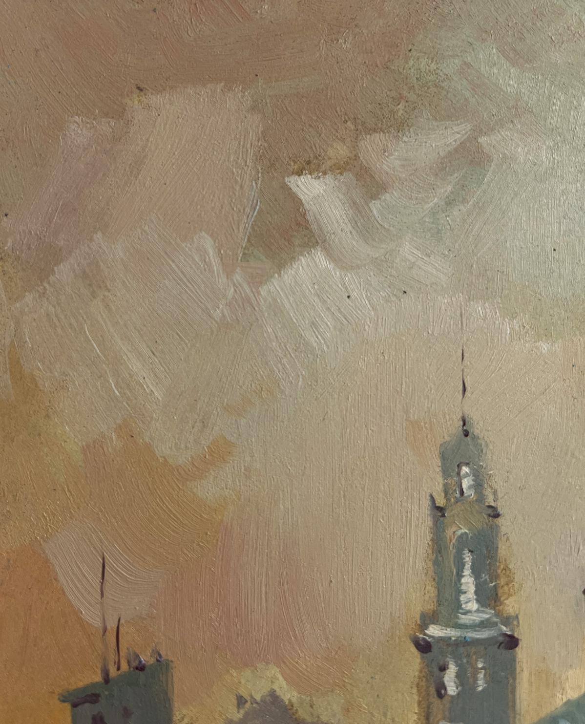 Oil painting of Venice sunset tower by Yuriy Suprunchuk