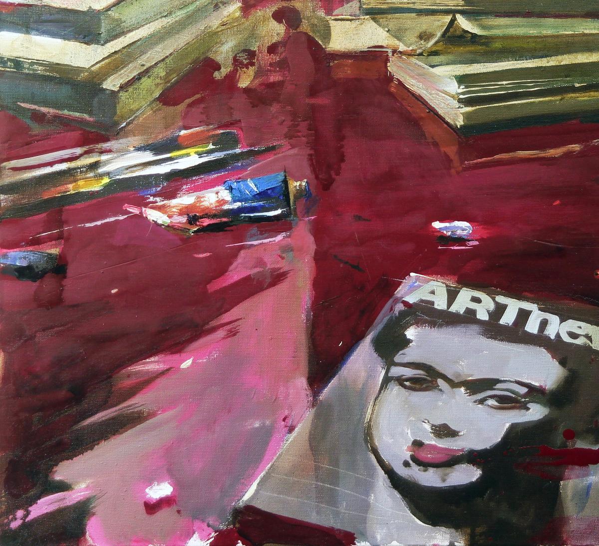 Stylized black and white woman portrait oil painting by ARTnews Ed Potapenkov