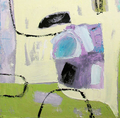 Oil painting Gentle Miro by Tatyana Shulyak with purple teal black strokes