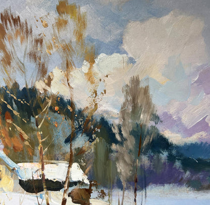 Winter breeze in the forest oil painting by Yuriy Suprunchuk