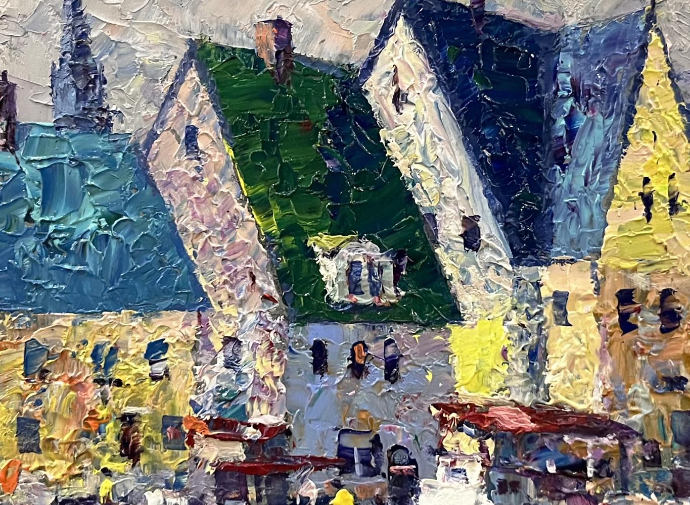 Vibrant impressionist oil painting of Italian coastal houses by Serhiy Rybak