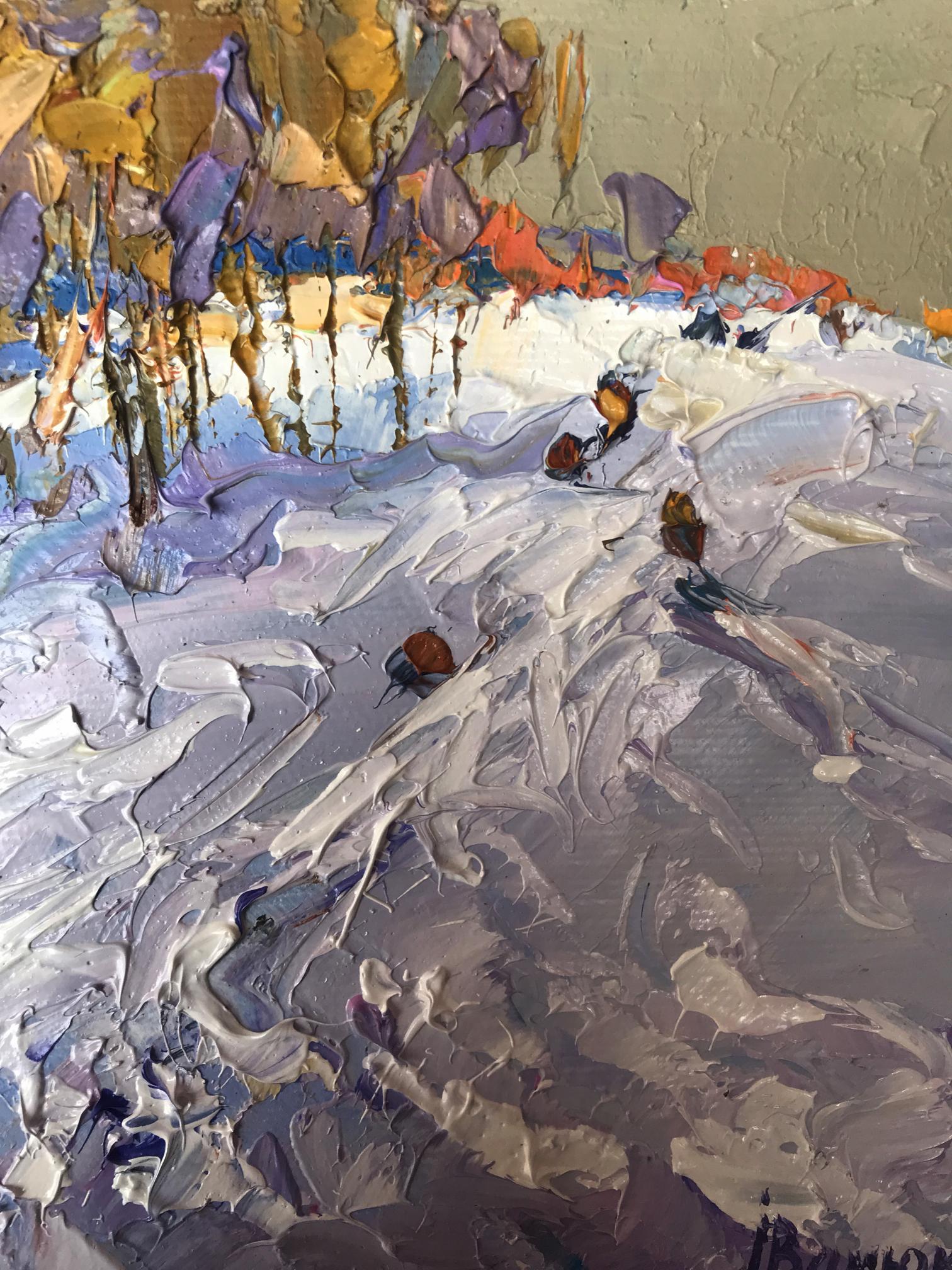 Winter's Embrace: Oksana Ivanyuk's Oil Creation Showcasing Snowy Hills