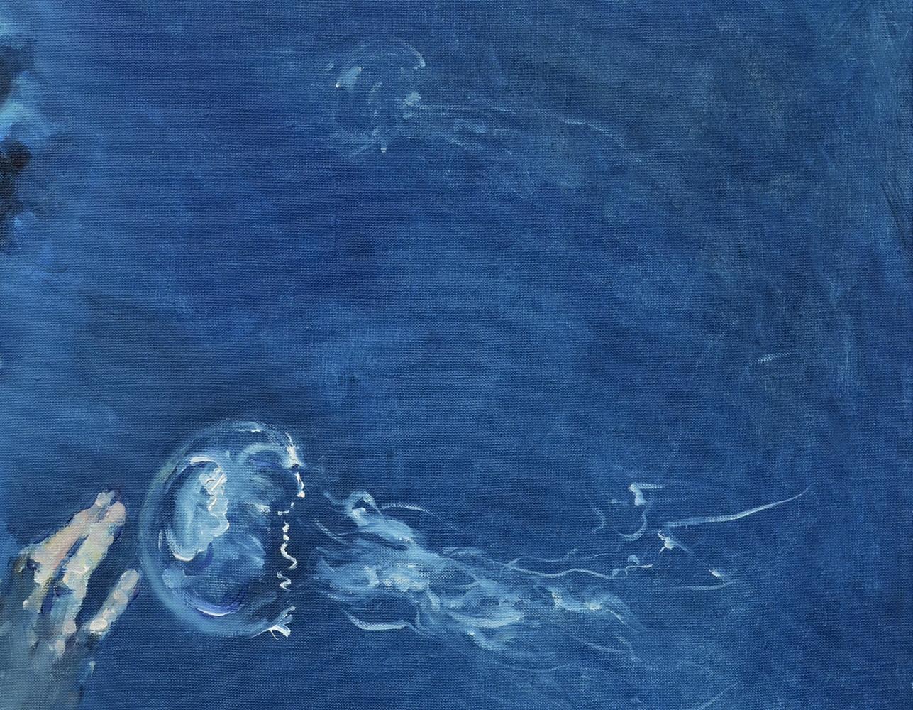 Translucent ethereal jellyfish oil painting by Oleg Kateryniuk