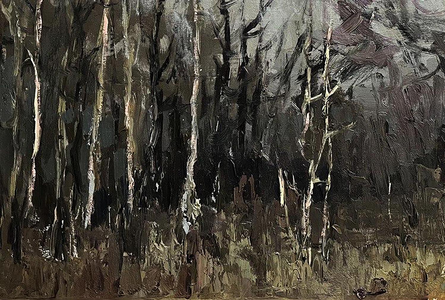 Oil painting Fallen forest by Volodymyr Pashchenko textured forest scene