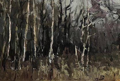 Oil painting Fallen forest by Volodymyr Pashchenko textured forest scene