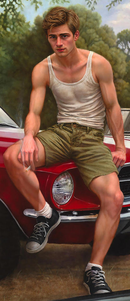 Oil painting American Boys On Cars Richard Fox
