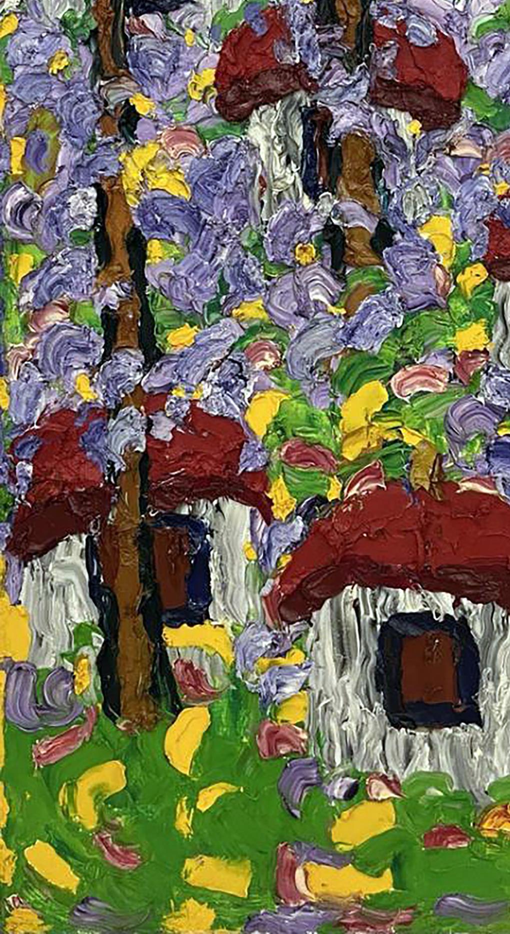Oil Abstract painting Village spring landscape Oleksiy Dakhnenko Artwork for Sale    