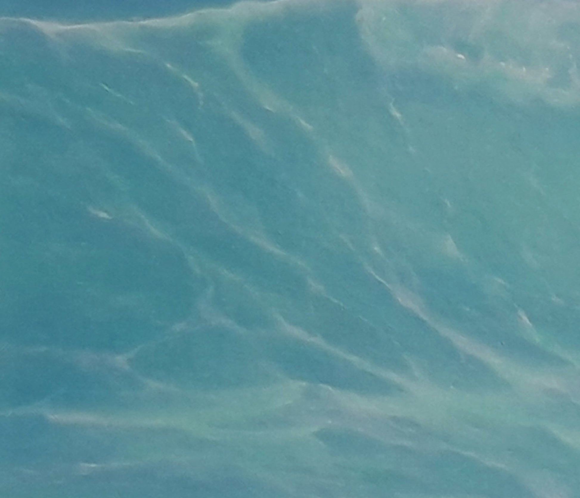 Translucent turquoise wave in Vasily Korkishko oil painting of calm sea