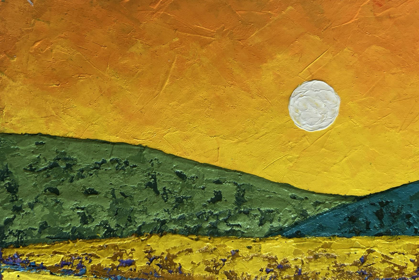 Oil painting A fleeting memory of sunset by V. Zadorozhnya vibrant sky over hills