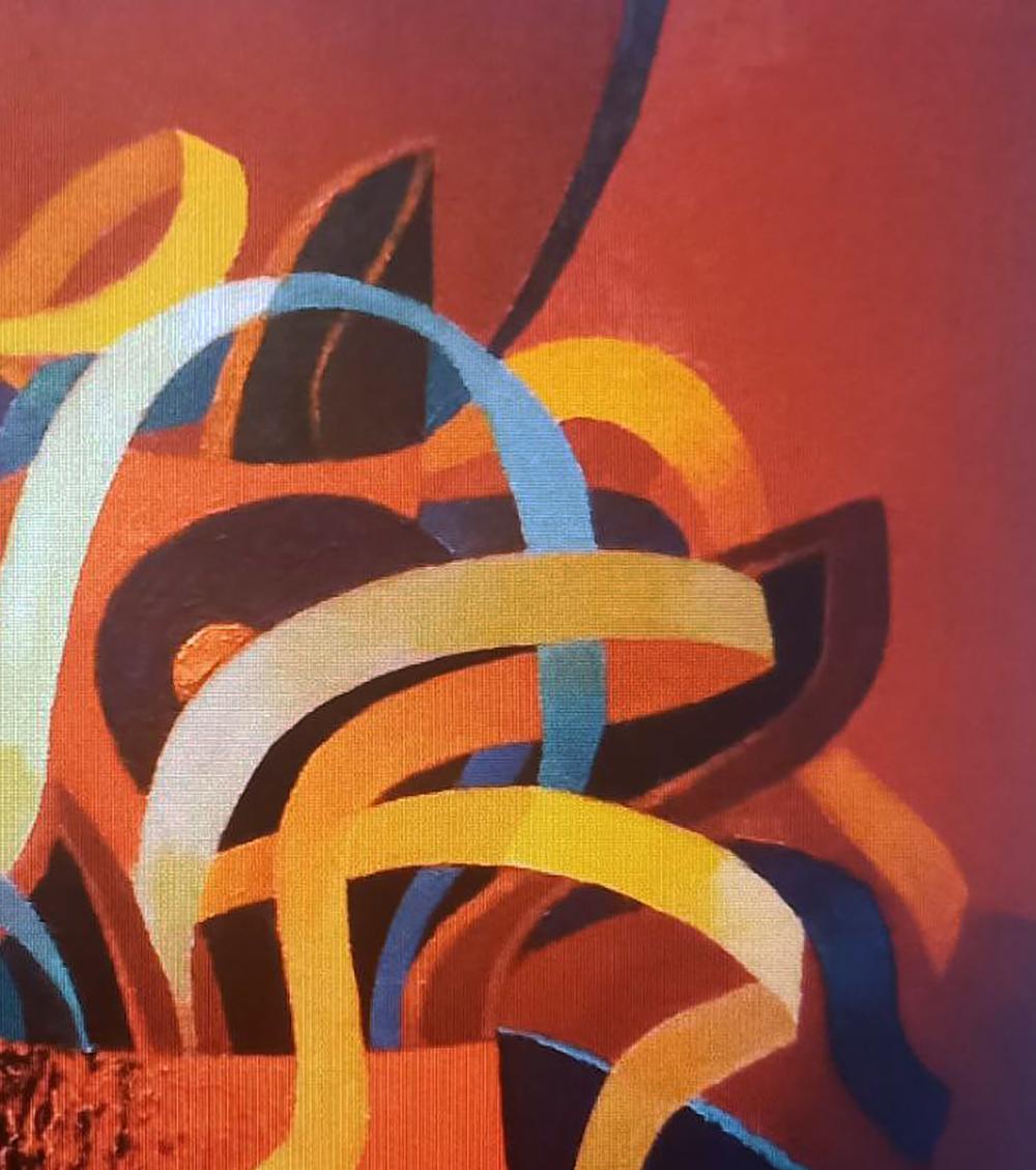 Vibrant oil painting vase with ribbons by Alexander Strashevich