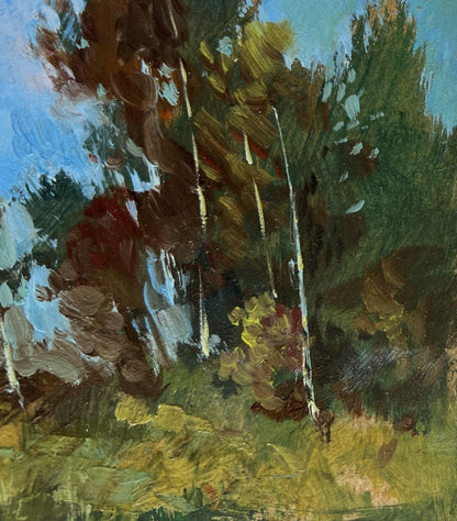 Oil painting Flowing among the trees by Yuriy Suprunchuk impressionistic landscape